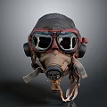 Vintage Firefighting Equipment Gas Mask With Leather Straps And Protective Goggles