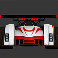 Red and White Race Car Featuring Rear Wing and Number 04 Exterior Design