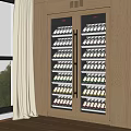 Modern Wooden Wine Cabinet With Double Glass Doors And Multiple Wine Bottle Racks