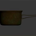 Copper Green And Brown Textured Household Pot With Handle For Daily Use