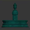 Turquoise Decorative Sculpture With Multi Tiered Base And Intricate Design Figure