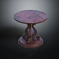 Elegant Round Dark Wood Side Table With Intricate Carved Pedestal Base