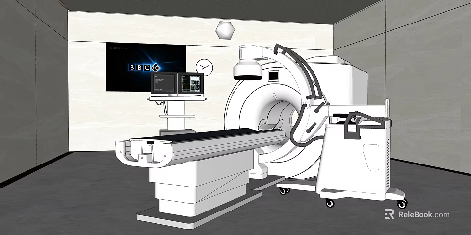 Medical CT Scanner With Console Display Screen And BBC Logo In Clinic 3d model 