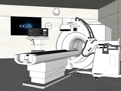 Medical CT Scanner With Console Display Screen And BBC Logo In Clinic 3d model