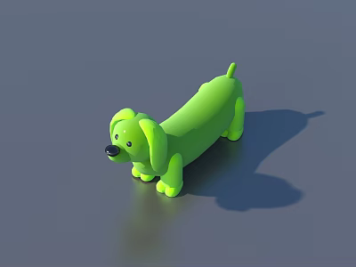 Cute Green Dachshund Stuffed Toy Dog With Black Nose And Eyes 3d model
