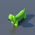 Cute Green Dachshund Stuffed Toy Dog With Black Nose And Eyes