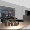 Modern Home Furnishing Store Interior With Marble Counter Door Panel Displays And Brand Signage