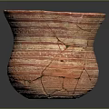 Red And Brown Striped Ceramic Bowl With Cracked Surface For Home Decor