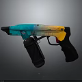 Colorful Tactical Pistol With Blue Orange Green Pattern Black Grip And Magazine For Modern Use