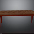 Red Upholstered Bench With Tufted Seat And Wooden Legs For Home Furniture