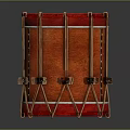 Traditional Red Round Drum With White Decorative Lines Brown Ropes And Metal Fasteners