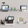 Cash register scanner combination cash register ordering machine brush face Alipay WeChat scan code two-dimensional code scanner supermarket convenience store 3d model