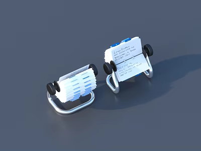 White Mechanical Devices With Black Wheels Metal Stands And Labeled Parts 3d model