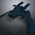 Advanced Dark Futuristic Spacecraft With Large Wing Structure For Interstellar Missions