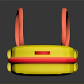 Vibrant Yellow Schoolbag With Red Accents And Front Cartoon Design