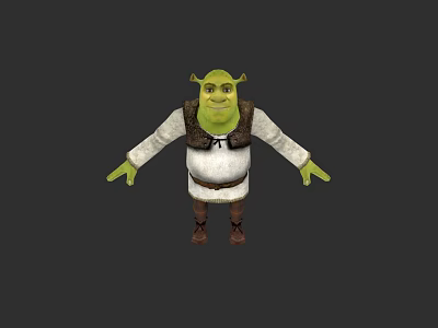 Shrek Game Movie Character With Green Skin White Shirt And Brown Vest Boots 3d model
