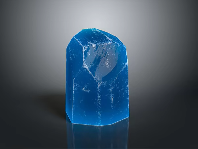 Blue Transparent Stone Cube Display on Dark Background With Polished Reflective Surface 3d model