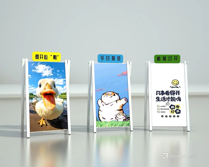 Spring Themed Billboards With Duck Image Blind Box And Stamp Collection Check-in 3d model 