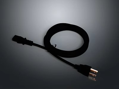 Black Power Cord For Home Appliances With Durable Plug And Flexible Design 3d model