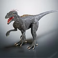 Detailed Dinosaur Model with Open Mouth Spiked Back Standing on Gray Background