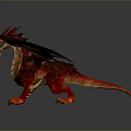 Striking Fantasy Red Dragon Character With Spread Wings Golden Scales And Sharp Horns