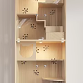 Wooden Multi Tiered Garden Decor Shelf With Cat Paw And Cat Face Cutout Designs