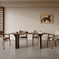 Middle style dining table and chair combination 3d model