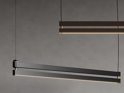 Modern Linear Pendant Lights in Black and Brown with Suspended Design and Soft Illumination 3d model