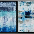 Abstract Blue and White Canvas Wall Art with Textured Brushstrokes for Home Decor