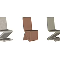 Three Modern Single Chairs With Curved Structure In Neutral Tones Design Style 3d model