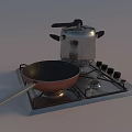 Essential Kitchenware Including Pot And Frying Pan On Gas Stove For Daily Cooking