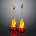 Elegant Teardrop Shaped Earrings with Yellow Red Gemstone Shiny Design For Fashion Jewelry
