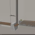 Modern Outdoor Chair With Wooden Seat Concrete Base And Plant Decoration