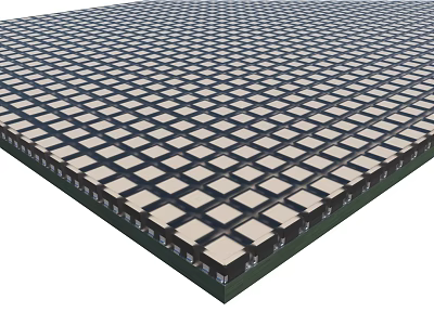 Large Grid Panel Structure With Uniform Light Colored Tiles And Dark Frames 3d model