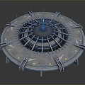 Detailed Futuristic Circular Metallic Structure With Illuminated Core And Tech Frames 3d model
