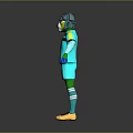 Cartoon Bear Game Movie Character Wearing Blue Sports Jersey Green Shorts And Helmet