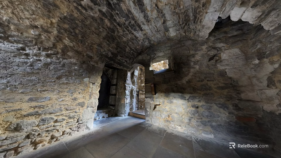 Elevator Corridor With Rough Stone Walls Stone Floor And Arched Entrance 3d model 