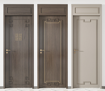 New Chinese Style Flat Door Bedroom Door 3d model