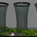 Glass Vase Water Feature with Flowing Water Green Moss and White Lotus Flower