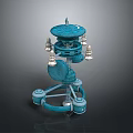 Blue Mechanical Device With Top Disc Connecting Parts And Bottom Supports
