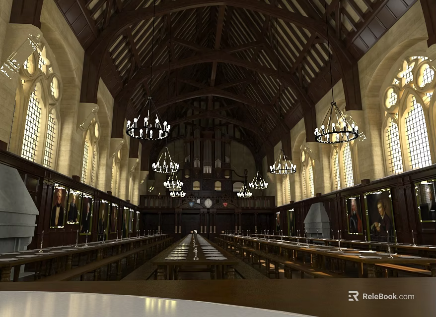 Religious Faith Inspired Sacred Worship Space Featuring Gothic Architecture Stained Glass And Wooden Pews 3d model 