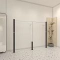 Modern Minimalist Clothing Store Interior With Metal Racks Mirrors And White Speckled Flooring
