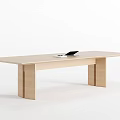 Light Wood Modern Conference Table With Tablet And Pen On Surface 3d model