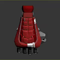Red And Silver Mechanical Component With White Stripes Metallic Texture And Gear Like Armored Design