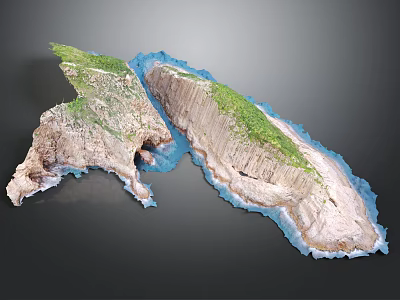 Natural Garden Landscape Design With Rocky Terrain Green Vegetation And Water Elements 3d model