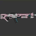 Futuristic Pink And Silver Gun With Blue Tech Details And Sleek Design