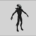 Sci Fi Alien Creature Character With Skeletal Mechanical Design Long Tail And Sharp Claws