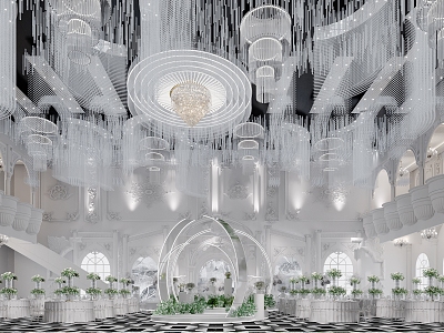 Modern Ballroom Crystal Wedding Ballroom 3d model