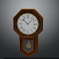 Vintage Octagonal Red Wooden Wall Clock With Roman Numerals Dial And Pendulum