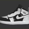 Stylish High Top Black And White Sneakers Featuring Classic Design Elements 3d model